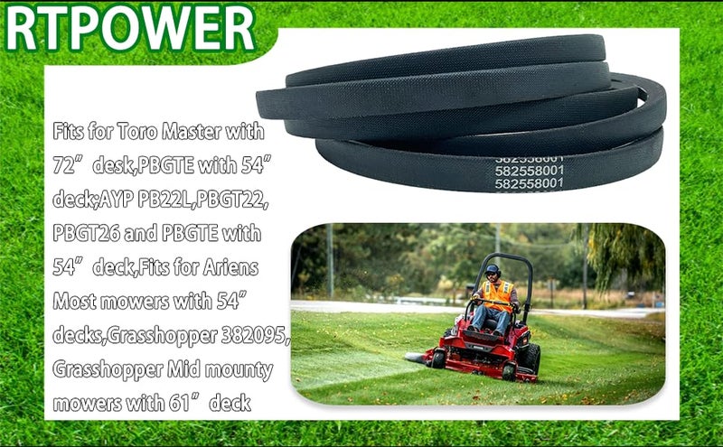 CTPOWER Replaces Husqvarna 582558001 Deck Belt Replacement - Belt Length 147.5" - 48 Inch Zero-Turn Mower Aramid Cord Husqvarna Lawn Mower Deck Belt for Z 248F, RedMax RZT48, Jonsered Z48F - Image 3